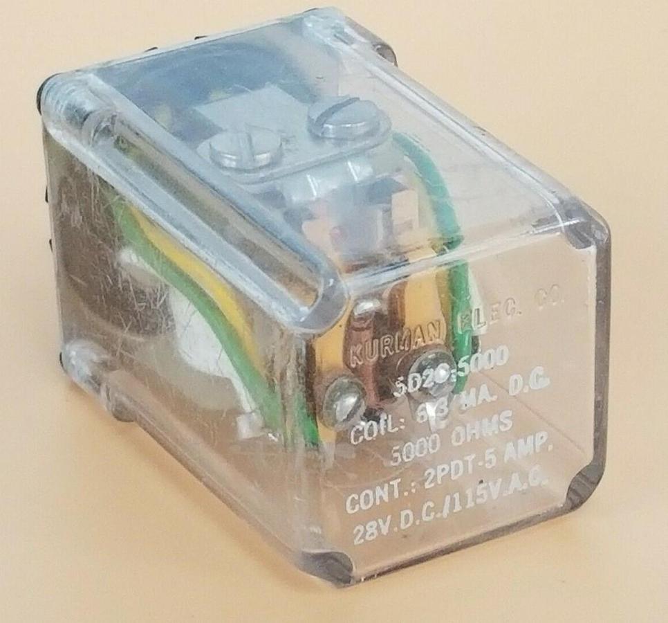 Used KURMAN 5D2C-5000 RELAY 5000 OHMS 28VDC 115VAC, 5D2C5000