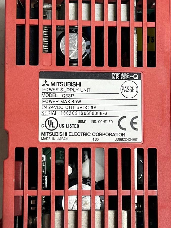 Used Mitsubishi MELSEC-Q 12-Slot Rack Assembly Q612B Q63P 6x QY80 QX81 QJ71E71