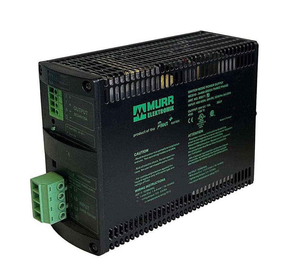 Used MURR ELEKTRONIK MCS10-3x400-500/24 / 85071 SWITCH MODE POWER SUPPLY 400-520V 65A