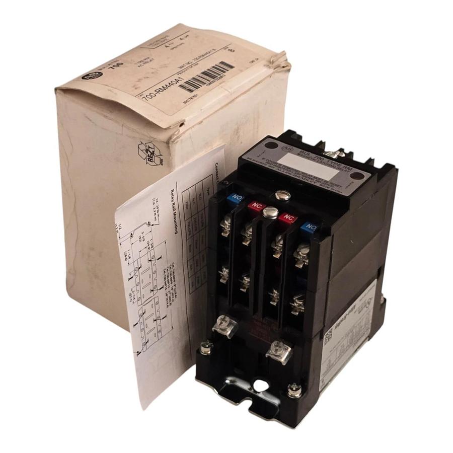 Allen Bradley 700-RM440A1 /B Bulletin 700 Type RM Latch AC Relay 115/120VAC NSMP