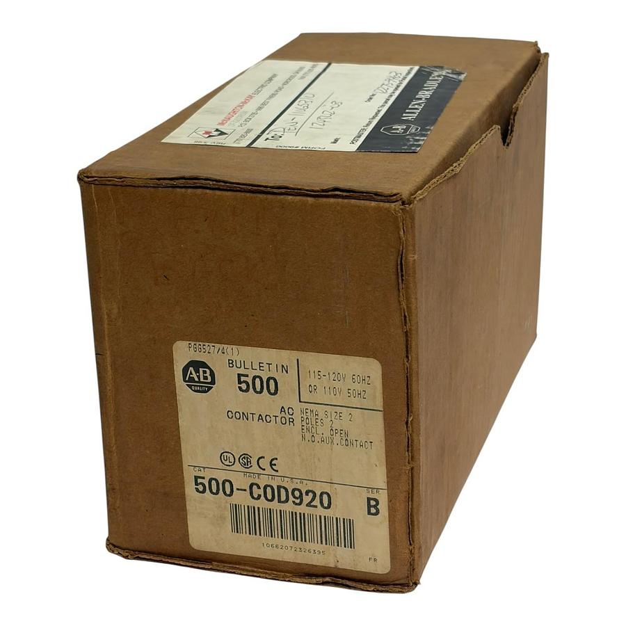 Used Allen-Bradley 500-C0D920 NEMA Size 2 AC Contactor 2-Pole Series B - New Surplus