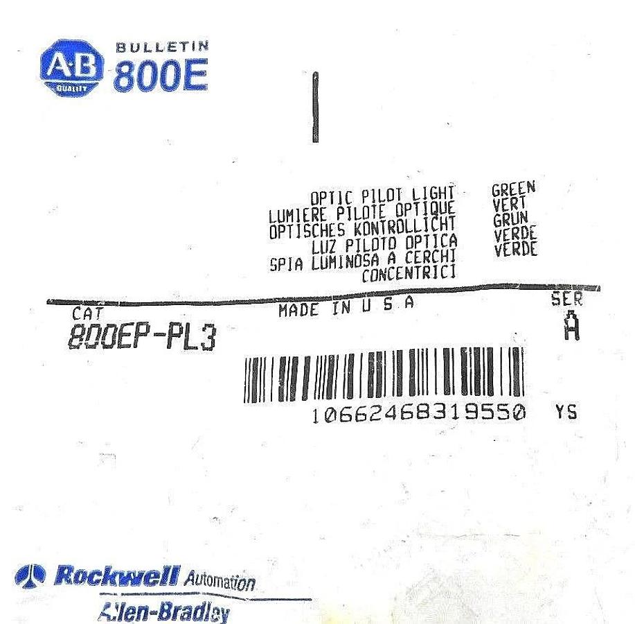 Used LOT OF 2 NEW ALLEN BRADLEY 800EP-PL3 GREEN OPTIC PILOT LIGHT 800EPPL3, SER. A