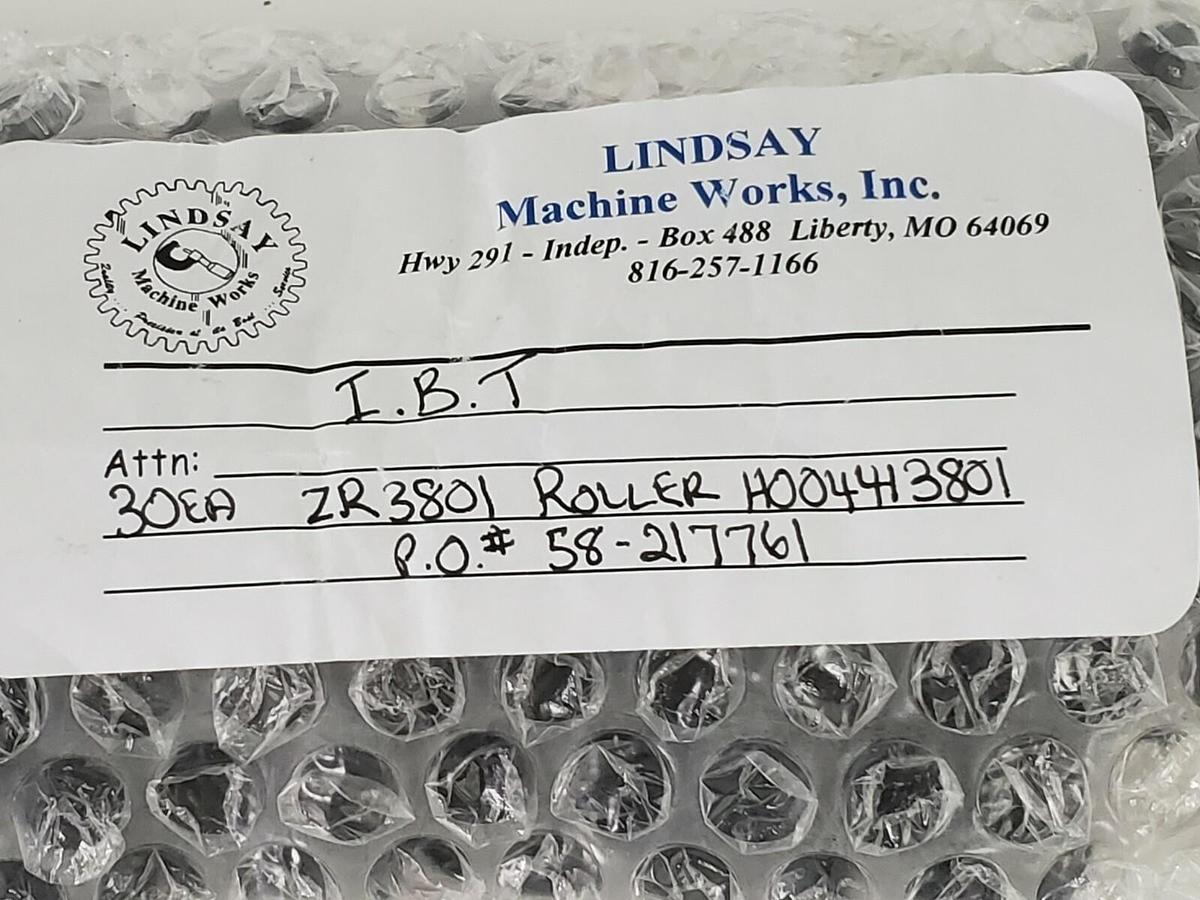LOT OF 30 LINDSAY MACHINE WORKS H004413801 ROLLERS I.B.T ZR3801