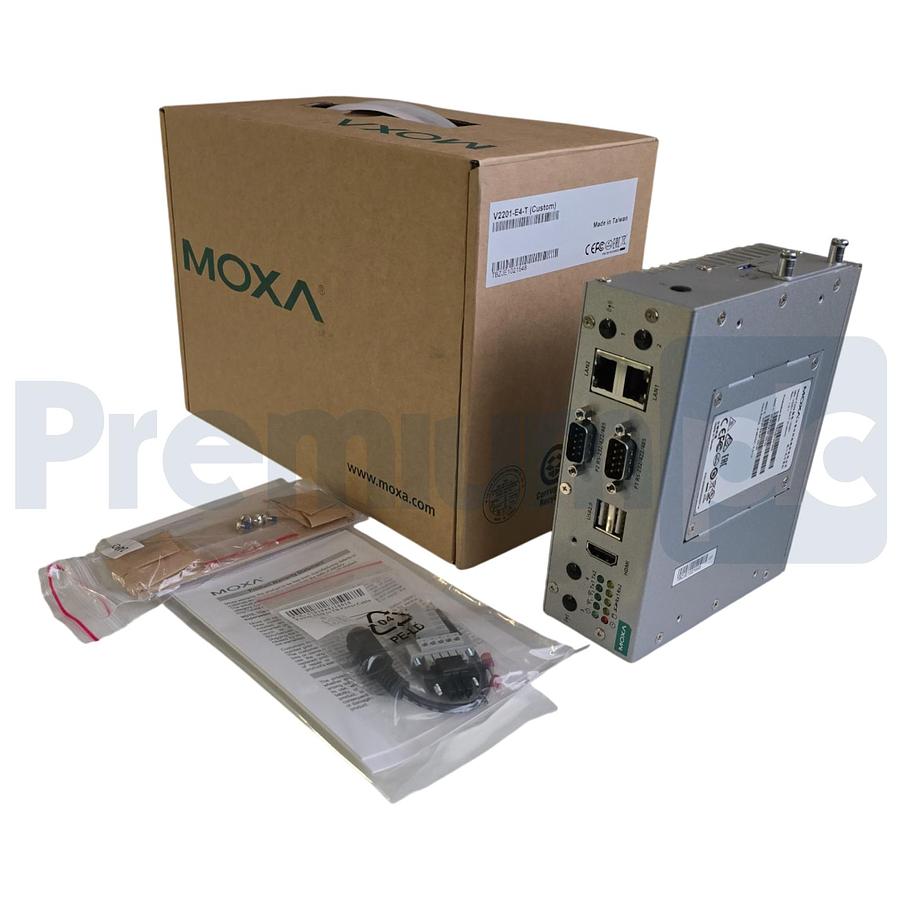 Used MOXA V2201-E4-T (Custom) V2201 DIN-rail x86 Computer IPC Intel Atom E3845 NSMP