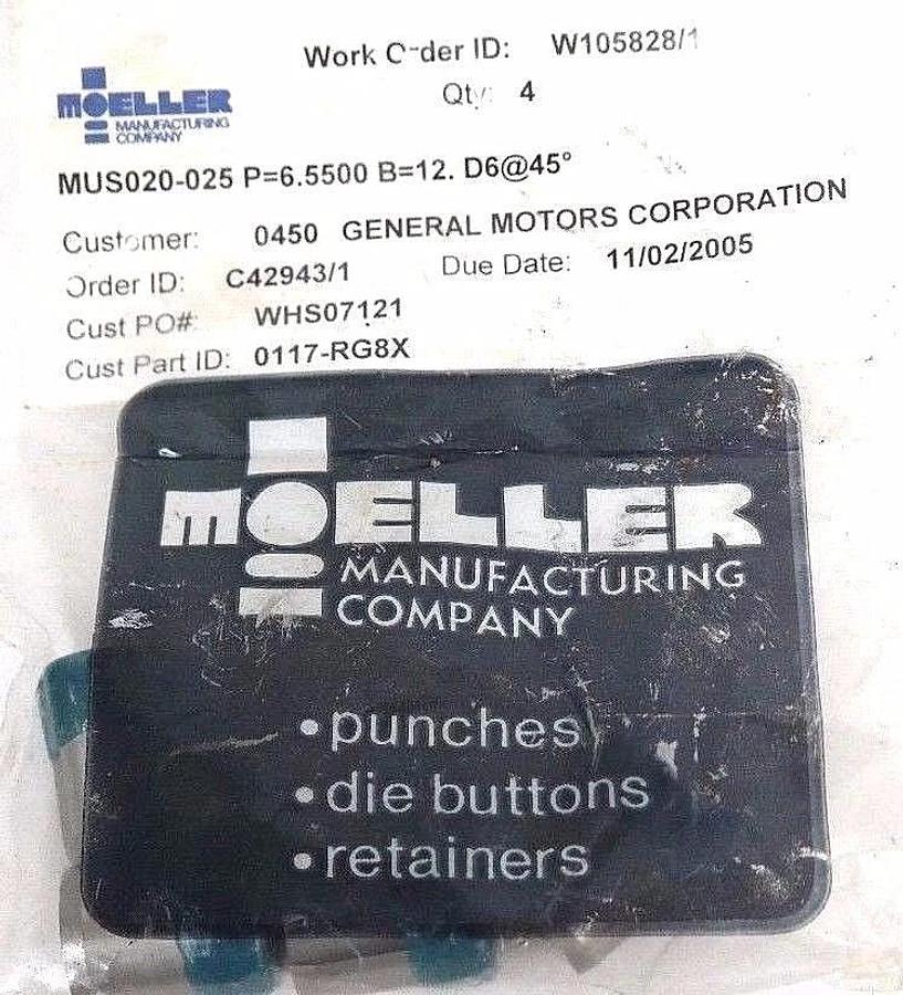 Used NIB MOELLER MUS020-025 P=6.5500 B=12 D6@45 PUNCH 0117-RG8X - LOT OF 4