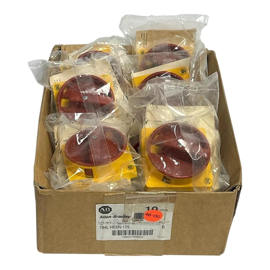 LOT OF 10 Allen-Bradley 194L-HE6N-175 Ser B Red/Yellow Emergency Stop Handles