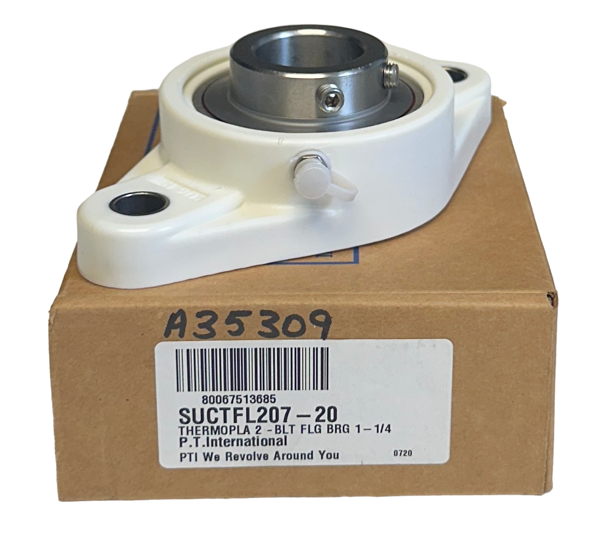 Used NEW PTI SUCTFL207-20 / SUCTFL20720 THERMOPLASTIC 2-BOLT FLANGE BEARING 1-1/4''