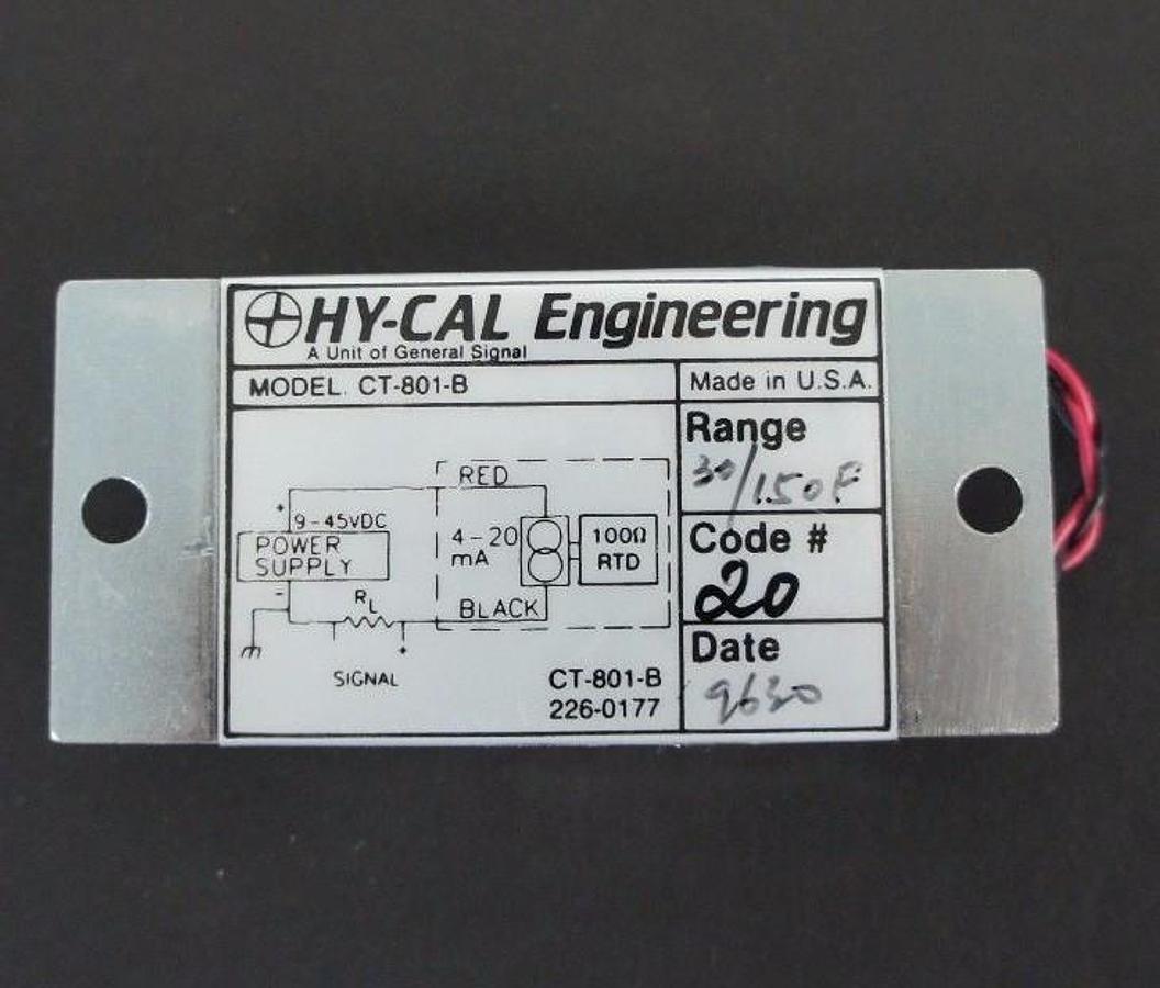 Used NEW HYCAL CT-801-B-(30/150F)-X2-X5 TRANSMITTER RANGE 30/150 DEG F, 226-0177