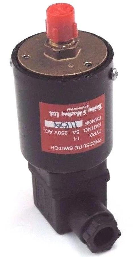 NIB BAILEY & MACKEY TYPE 14P PRESSURE SWITCH 11 BAR,TYPE 14, TREADED 1/8'' BSP