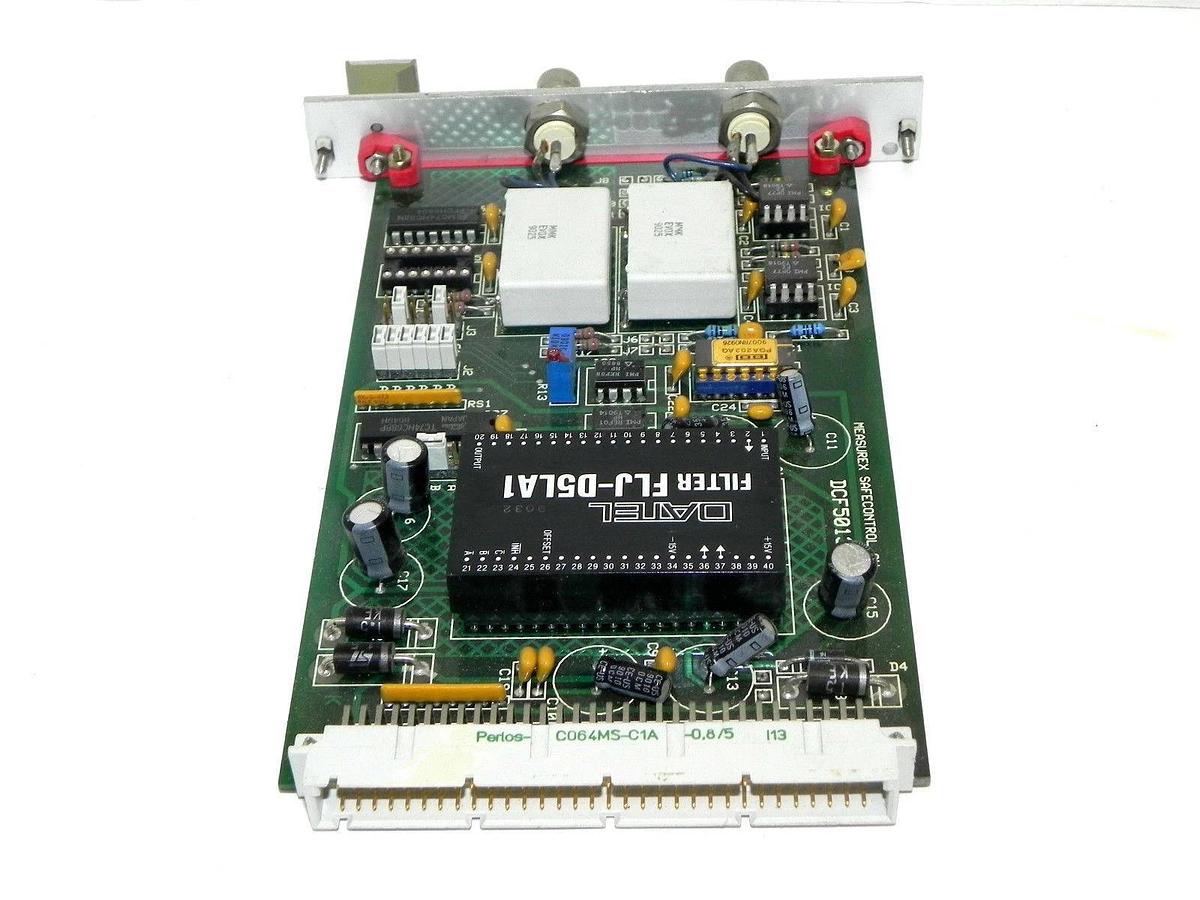 Used MEASUREX SAFECONTROL OY DCF50132 PC BOARD W/ DATEL FLJ-D5LA1 FILTER