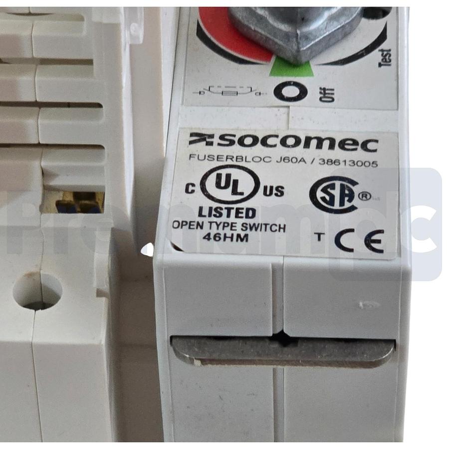 Used Socomec 38613005 FUSERBLOC TS J 3-Pole 60A 100kA Fusible Disconnect Switch NSMP