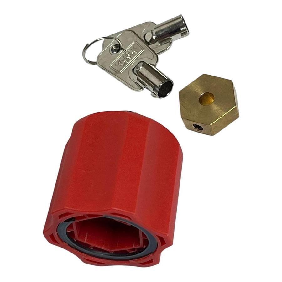 Total Lockout Needle Valve Lockout Device Red Handle 6.0mm Brass Adapter