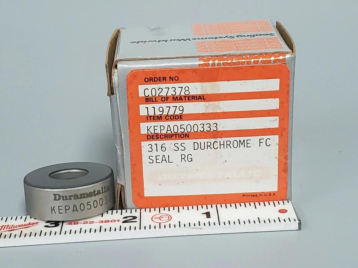 Used NIB DURAMETALLIC KEPA0500333 316 SS DURCHROME FC SEAL RING