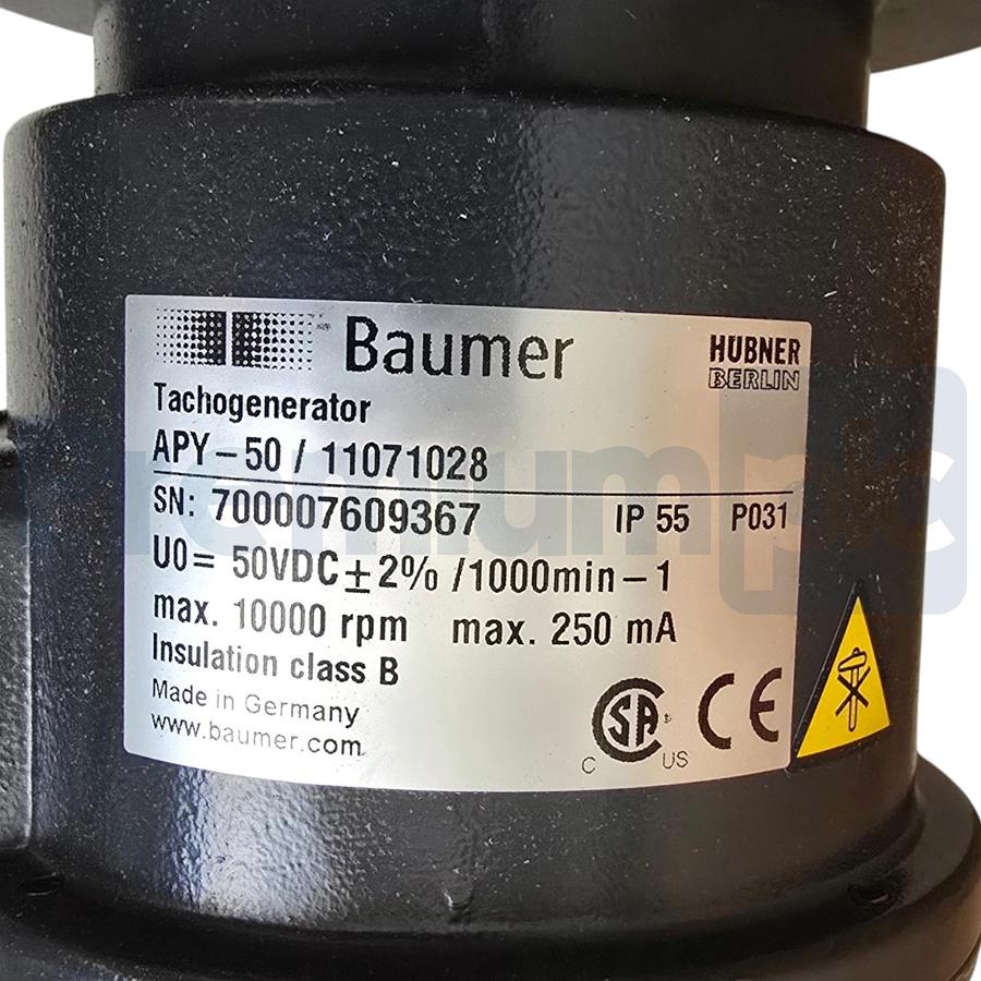 Used Baumer APY50 | APY-50 DC Tachogenerator PY Flange 50V/1000 RPM 11071028 NSMP