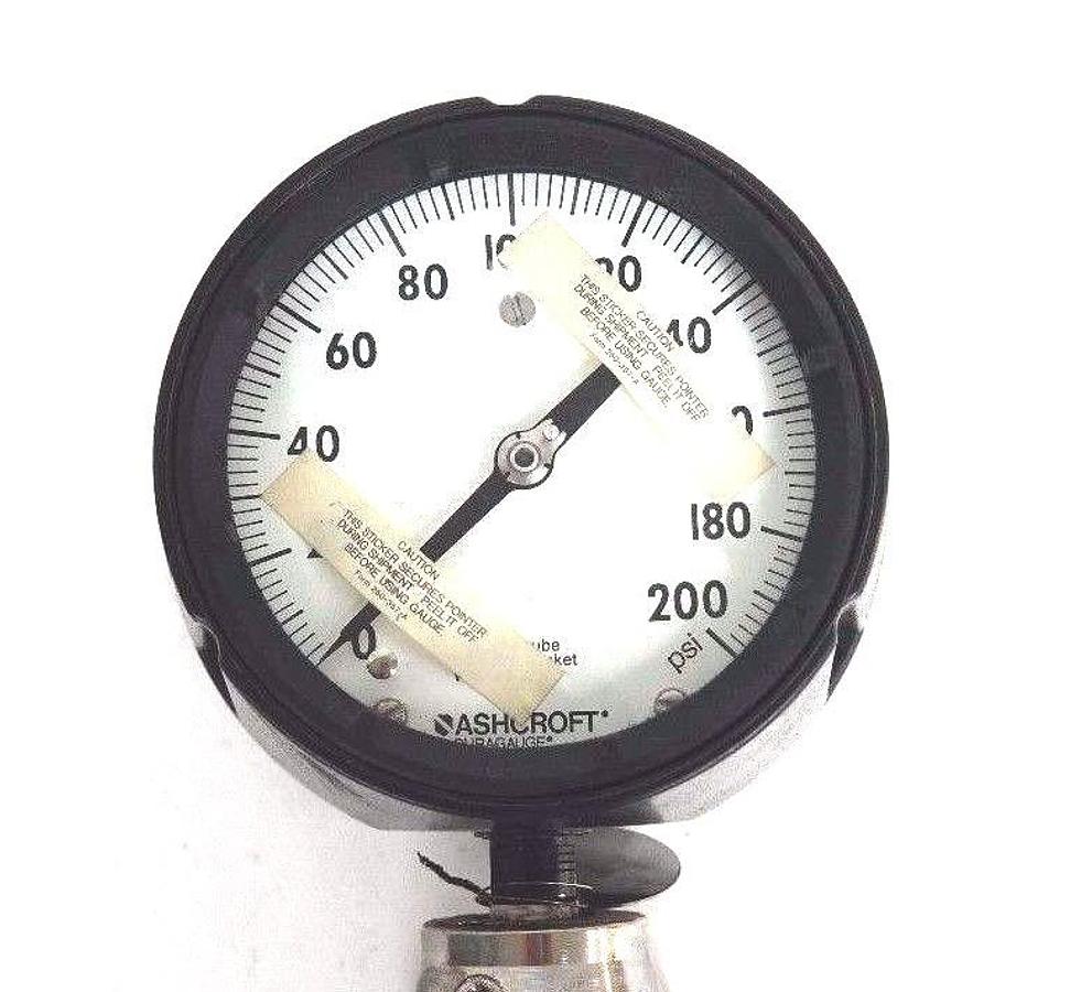 Used NIB ASHCROFT DURAGAUGE 0-200PSI TYPE: 101 DIAPH:S BK SIZE3/4" W/ A.I.S.I C12L13