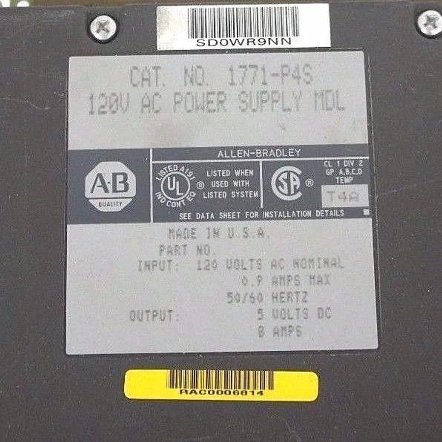 Used LOT OF 4 ALLEN BRADLEY 1771-P4S AC POWER SUPPLIES MDL 120V