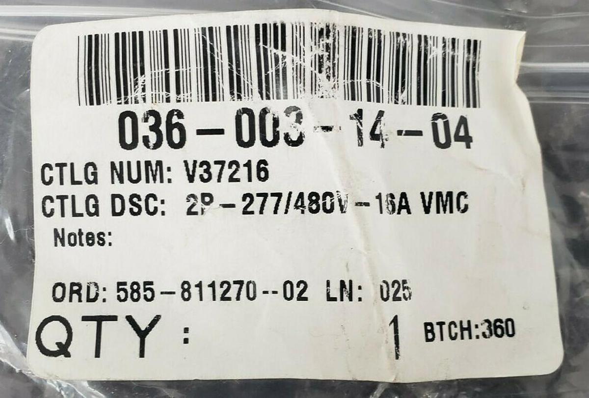 Used NEW GE V37216 / V-LINE D16 CIRCUIT BREAKER, 277/480VAC, 16A, 2P
