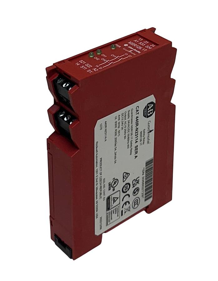 Used ALLEN BRADLEY 440R-N23114 /A Guardmaster MSR126.1T SAFETY RELAY 24VAC/DC 4W NSMP