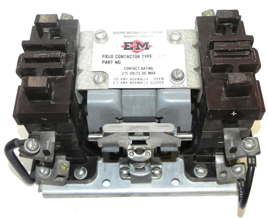 Used ELECTRIC MACHINERY MFG. COMPANY FIELD CONTACTOR TYPE 839 P/N: 800A070F06 275V
