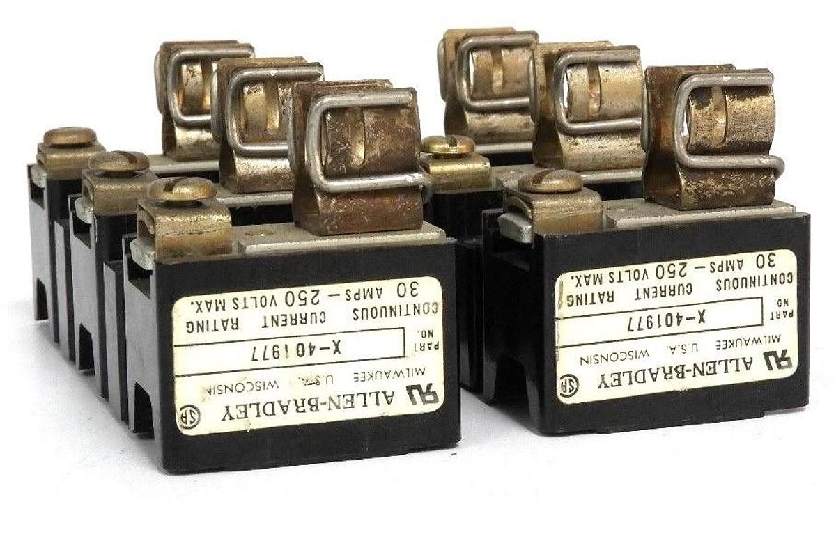 Used LOT OF 2 ALLEN BRADLEY X-401977 FUSE HOLDERS 30A, 250V, X401977