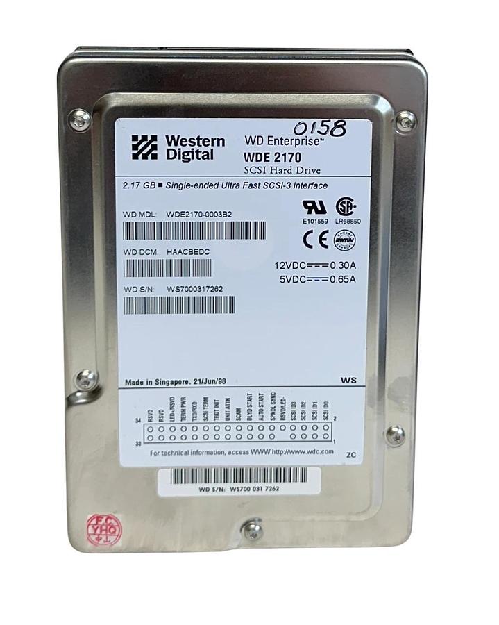 Used WESTERN DIGITAL 4061-001094-006 / WDE2170-0003B2 SCSI-3 HARD DRIVE WDE 2170 USNP