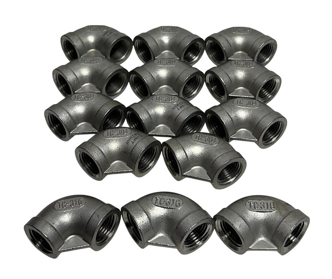 14 UNBRANDED TC-304 / TC-316 / 1/2-150 / G-NPT THREADED ELBOW FITTINGS NSNP