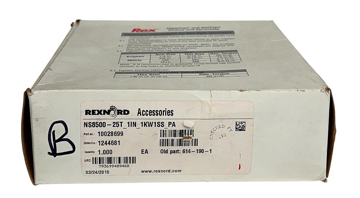 Used REXNORD NS8500-25T_1IN_1KW1SS_PA / NS8500-25T SPROCKET 10028699 614-190-1 NSMP