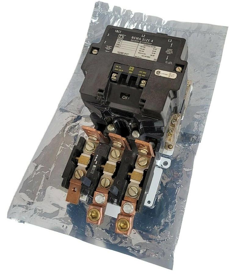 Used USED SQUARE D 8536-SF01S SER. A NEMA SIZE 4 CONTACTOR W/ 120V COIL 31091-400-38