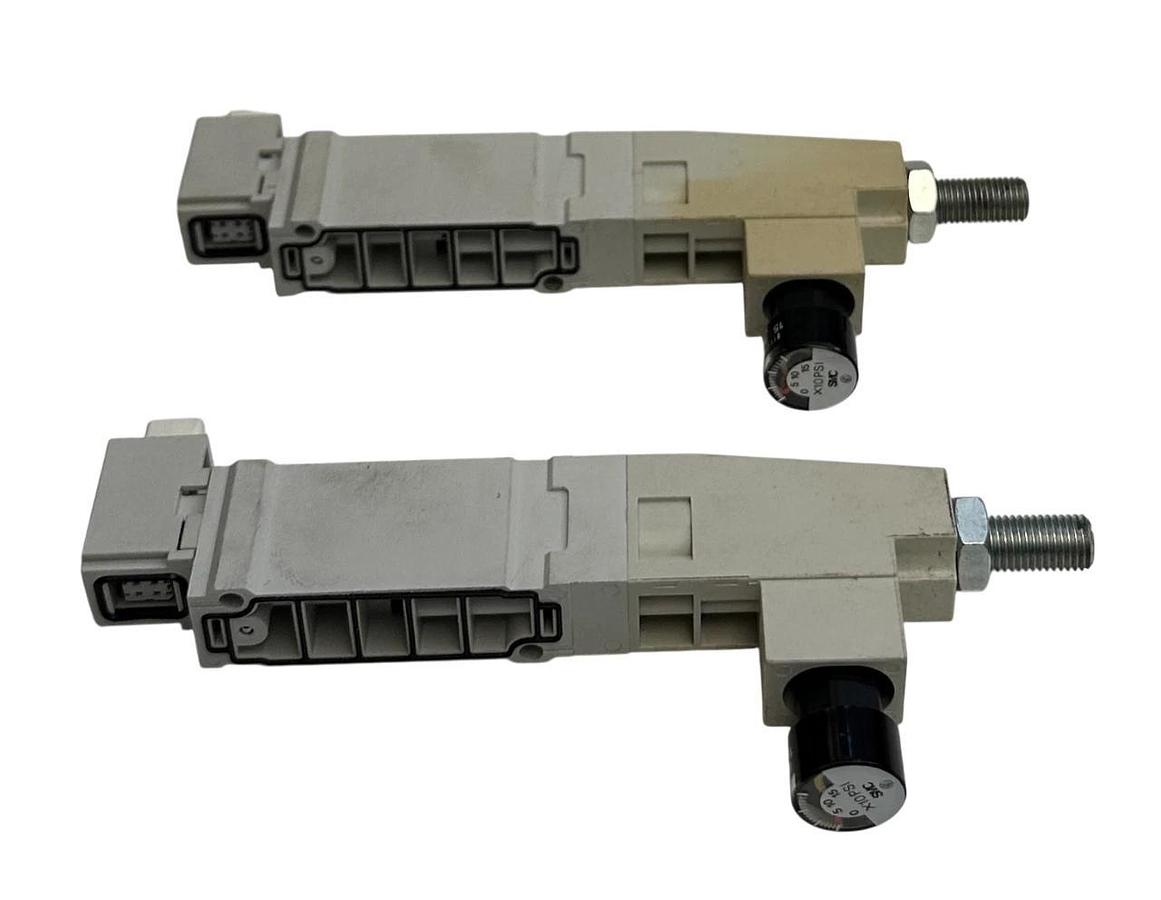 Used 2 SMC SY50M-N0-P / SY50MN0P PNEUMATIC PRESSURE REGULATORS W/ GAUGE 1-PORT USNP