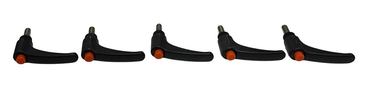 Used 5 KIPP K0270.3A41X20 / 3GJD1 ADJUSTABLE HANDLES PLASTIC W/ SS THREAD 20mm NSNP