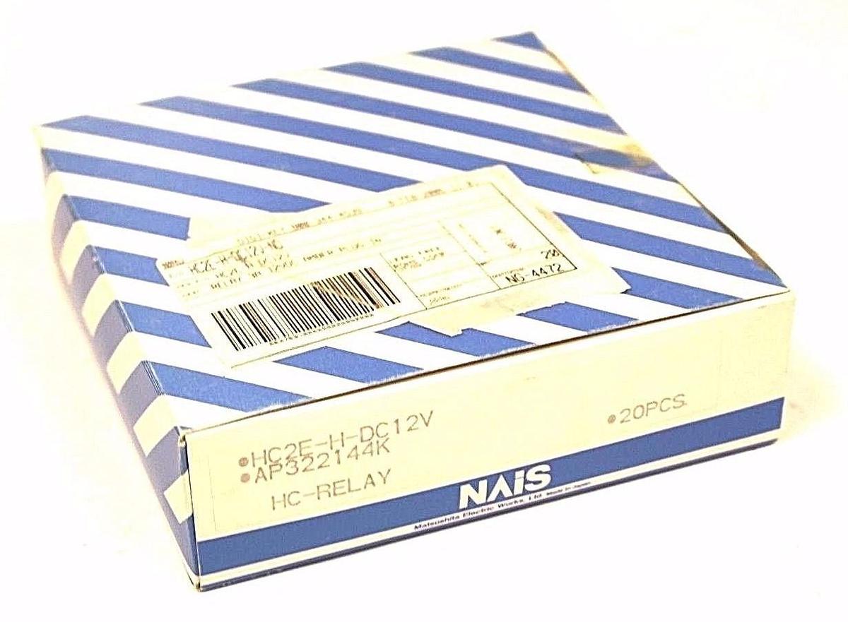 Used BOX OF 20 NEW MATSUSHITA NAIS HC2E-H-DC12V POWER RELAYS AP322144K, 12VDC, 3A