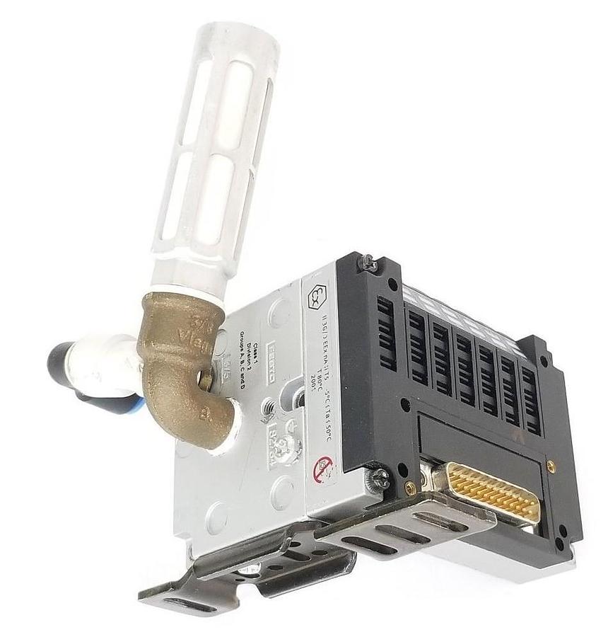 Used FESTO CPV10-GE-MP-6 VALVE BLOCK INTERFACE W/ 351 867, U-3/8B SILENCER