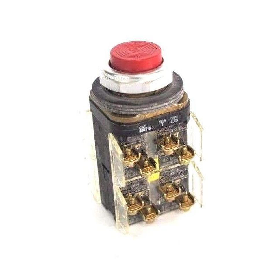 NEW ALLEN BRADLEY 800T-B6C PUSH BUTTON RED EXTENDED HEAD SER. T , 4NO - 4NC