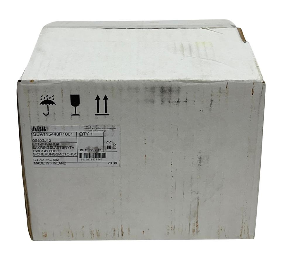 Used ABB 1SCA115448R1001 / OS60GJ12 FUSIBLE DISCONNECT SWITCH 3-POLE 60A CLASS J NSMP