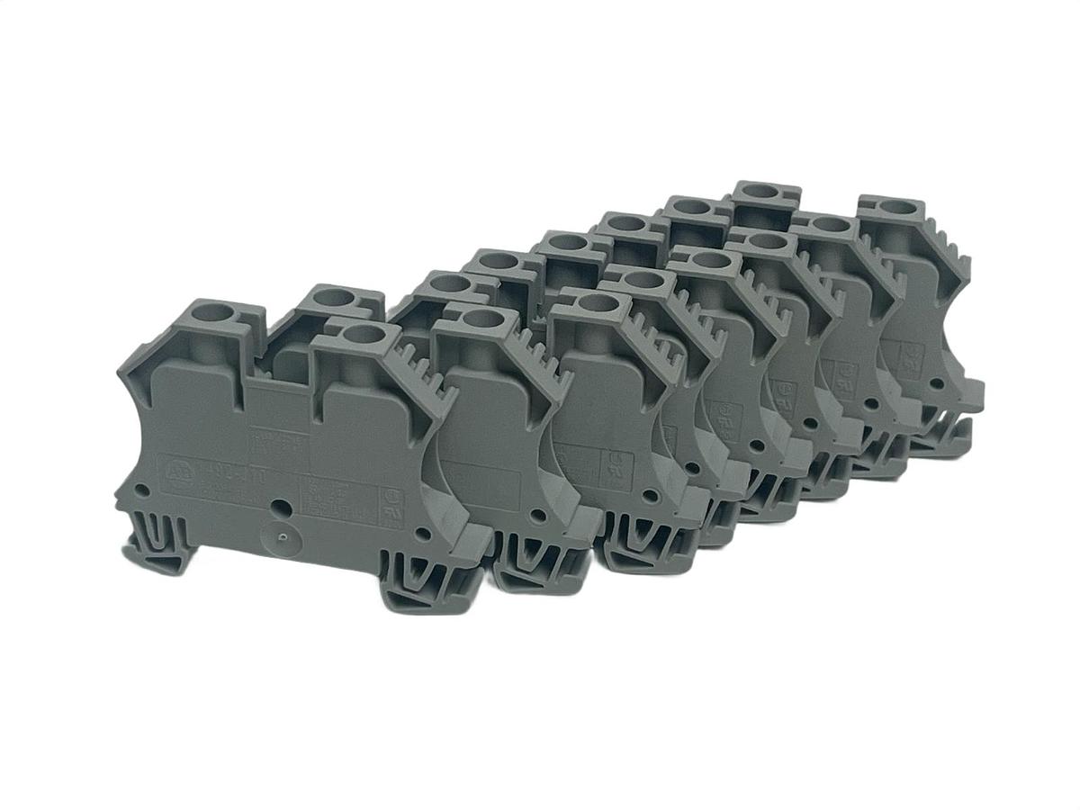 Used Lot of 8 Allen Bradley 1492-J10 Terminal Blocks - Single Level Feed-Through 10mm