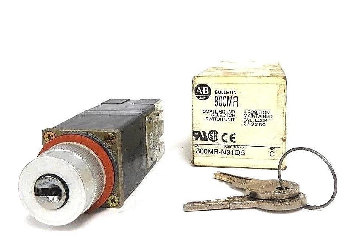 Used NIB ALLEN BRADLEY 800MR-N31QB SER. C SELECTOR SWITCH 800MRN31QB W/ KEYS
