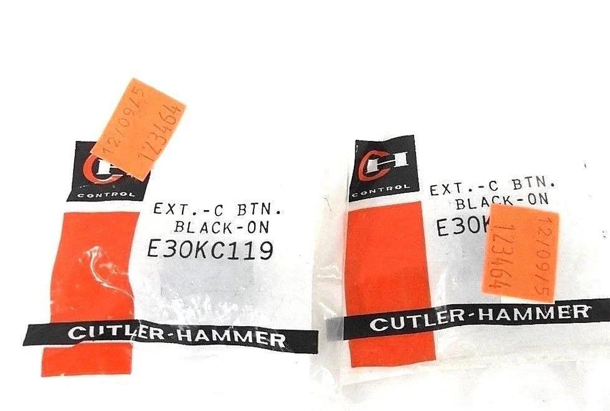 Used LOT OF 2 NIB CUTLER HAMMER E30KC119 PUSHBUTTON REPLACEMENT BLACK ON