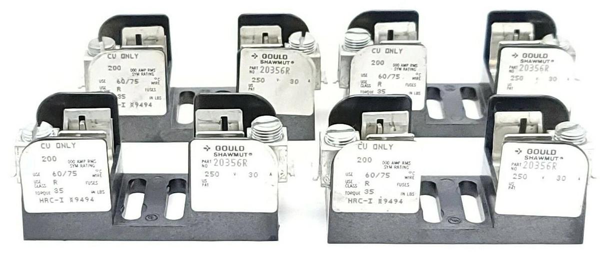 Used LOT OF 4 GOULD SHAWMUT 20356R FUSE BLOCKS 250V 30A