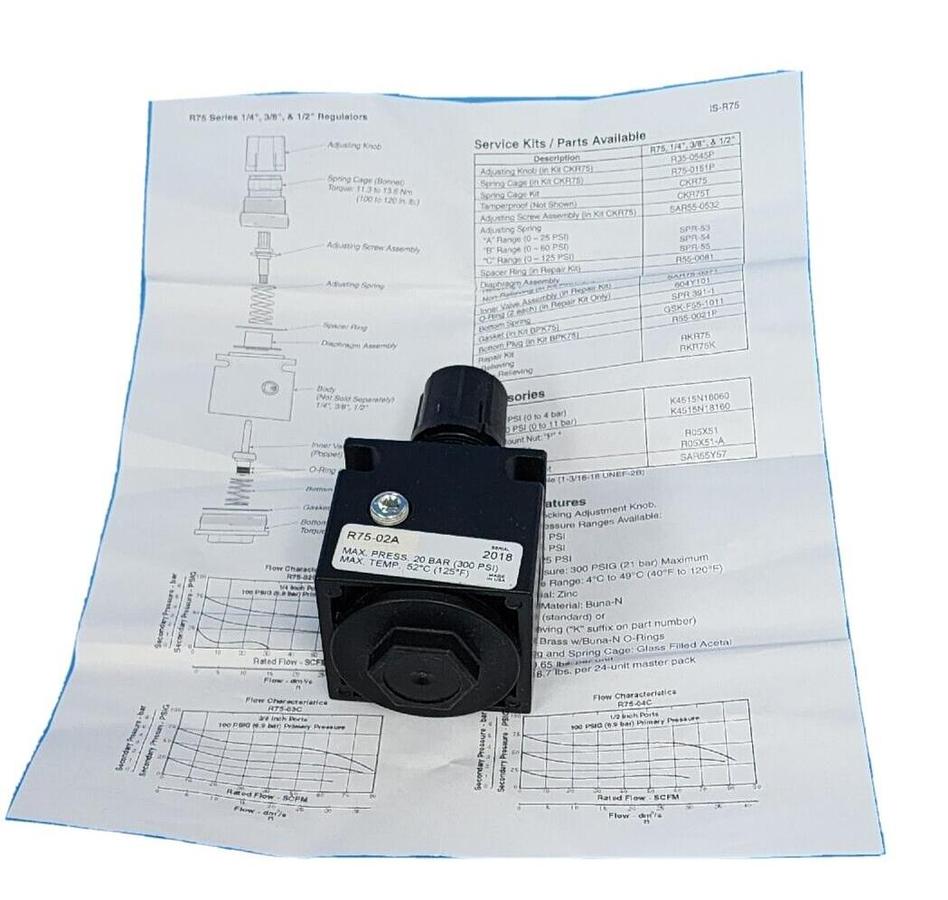 Used NEW PARKER R75-02A REGULATOR R7502A