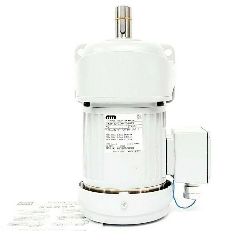 Used NIB NISSEI GTR G3LB-22-100-T010AX 3-PHASE INDUCTION MOTOR MFG. NO. 81226960001