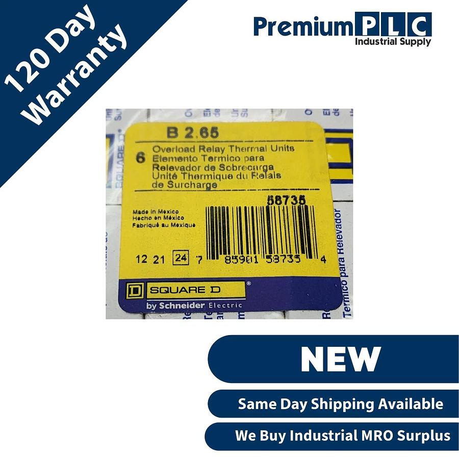Used PACK OF 6 NEW SQUARE D B2.65 OVERLOAD RELAY THERMAL UNITS B265 TYPE B CLASS 20