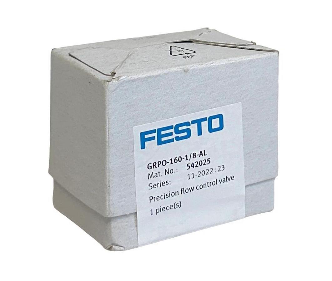 Used NEW SEALED FESTO GRPO-160-1/8-AL / 542025 PRECISION FLOW CONTROL VALVE G1/8 NSFS