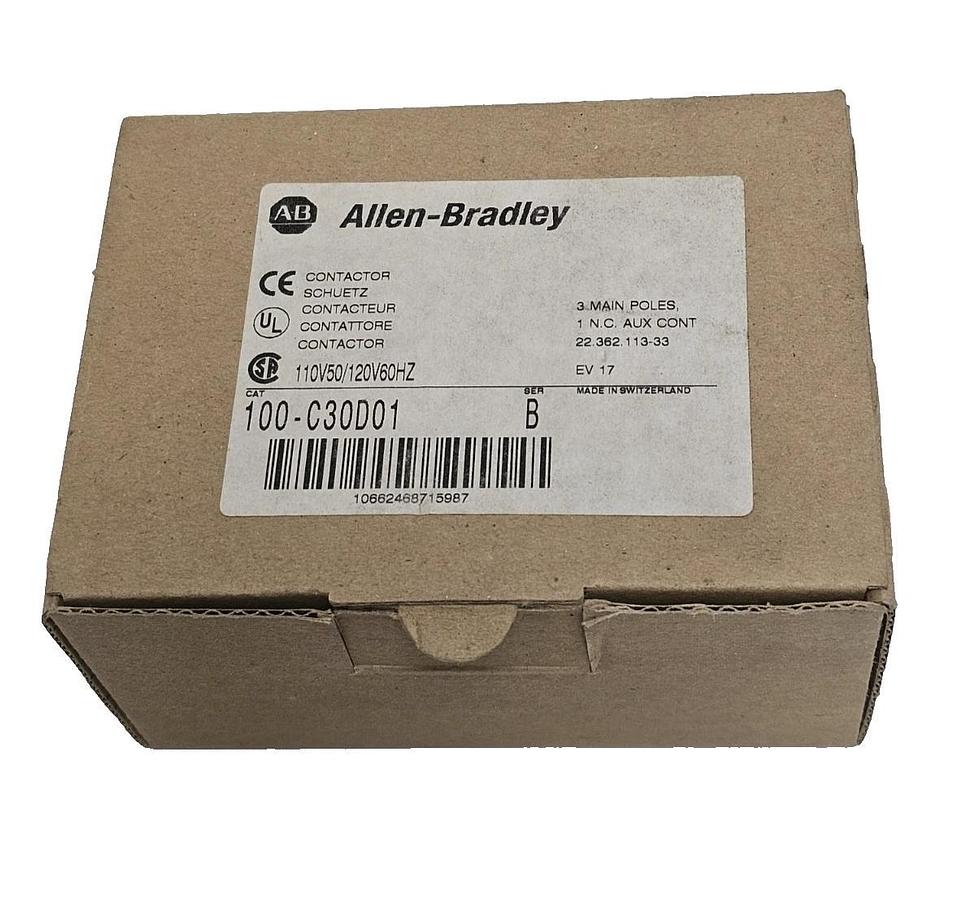 Used NIB ALLEN BRADLEY 100-C30D01 CONTACTOR 100C30D01 110V50/120V60HZ SER. B NSFP