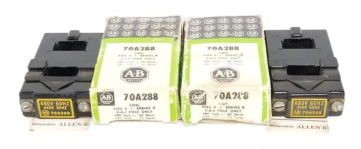 Used LOT OF 2 NIB ALLEN BRADLEY 70A288 COILS 480V 60CY, 440V 50CY