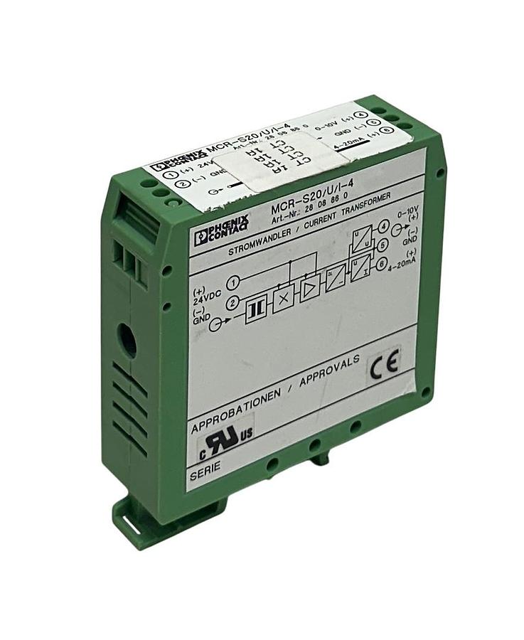 Used PHOENIX CONTACT MCR-S20/U/I-4 / 2808860 CURRENT TRANSFORMER 24VDC 4-20mA USNP
