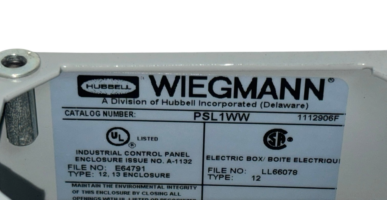 Used Hubbell Wiegmann PSL1WW Pushbutton Enclosure 1 Hole Gray Steel Lot of 2