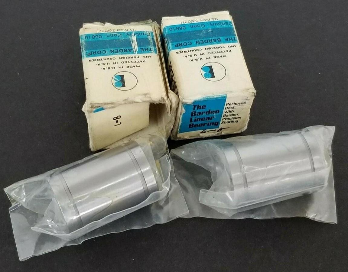 Used LOT OF 2 NIB BARDEN LINEAR BEARINGS, ~1/2" ID X 7/8" OD X 1-1/4" L