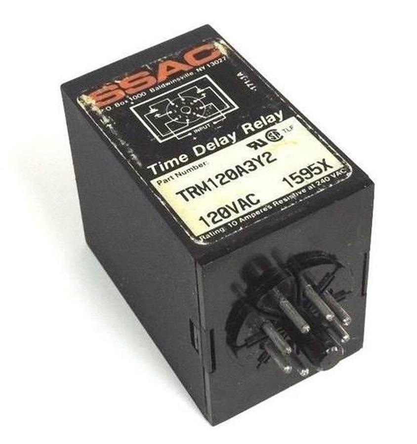 Used SSAC TRM120A3Y2 TIME DELAY RELAY 120VAC .05 - 2.0 SECONDS