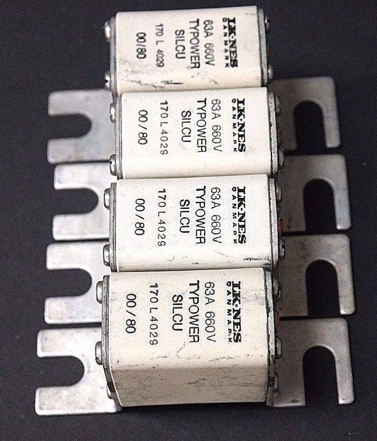 Used LK-NES DANMARK 170L4029 TYPOWER SILCU 60A 660V FUSE 170-L-4029 - LOT OF 4