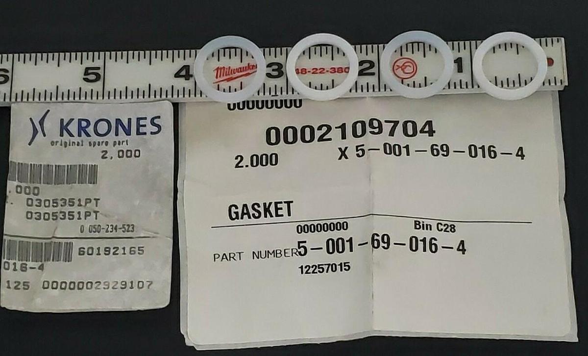 Used LOT OF 4 NEW KRONES 5-001-69-016-4 GASKETS 5001690164, 0002109704